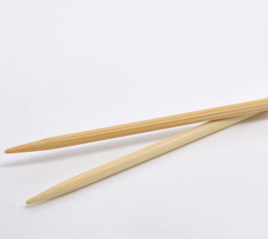 Picture of (US5 3.75mm) Bamboo Single Pointed Knitting Needles Natural 34cm(13 3/8") long, 1 Set ( 2 PCs/Set)