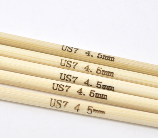 Picture of (US7 4.5mm) Bamboo Double Pointed Knitting Needles Natural 20cm(7 7/8") long, 1 Set ( 5 PCs/Set)