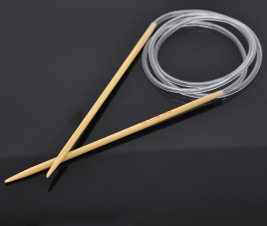 Picture of (US5 3.75mm) Bamboo Circular Knitting Needles Natural 100cm(39 3/8") long, 1 Pair