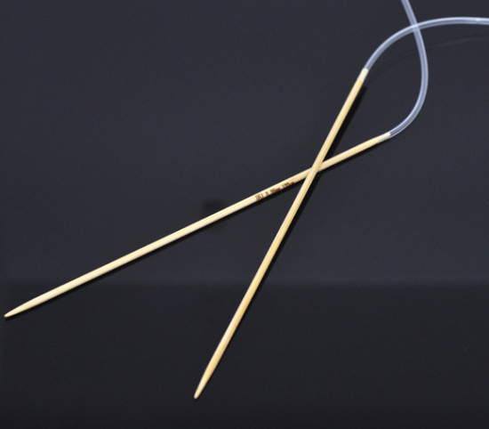 (US1 2.25mm) 竹 輪 編み針 ナチュラル 120cm 長さ、 1 対 の画像