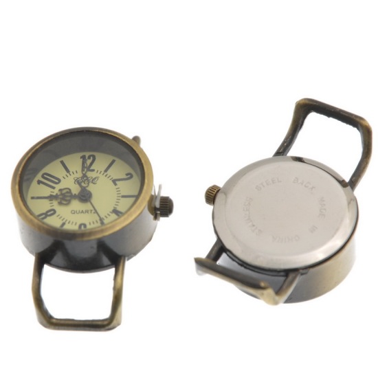 Image de Cadran de Montre en Alliage de Zinc Rond Bronze Antique Pile Comprend 37mm x 26mm, 1 Pièce