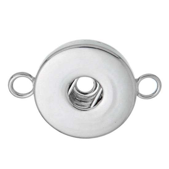 Picture of Copper Snap Button Connectors Findings Round Silver Tone Fit 18mm/20mm Snap Buttons 26mm x19mm(1" x 6/8"), Hole Size: 6mm( 2/8"), 2 PCs