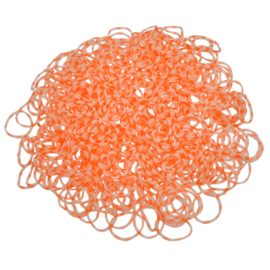 Picture of Rubber Bands For Loom Bracelets DIY Craft Making With S-Shape Clips Orange & White, 1 Packet(Approx 600PCs Rubber Bands) 