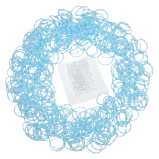 Bild von Gummiband Armband für Häkelarmband Basteln mit S-Form Clip Blau & Weiß ,1 Packung(ca. 600 Stücke Gummibänder)