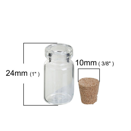 Image de Bouteille en Verre avec Bouchon Transparent (Capacité: 1.5ml) 29mm x 13mm - 28mm x 13mm, 10 PCs