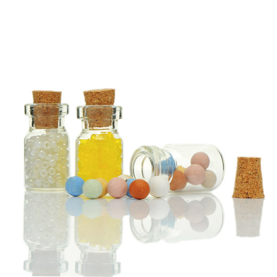 Picture of Glass Bottles Cylinder Jewelry Vials Cork Stoppers Transparent (Capacity: 1.5ml) 29mm x 13mm - 28mm x 13mm, 10 PCs