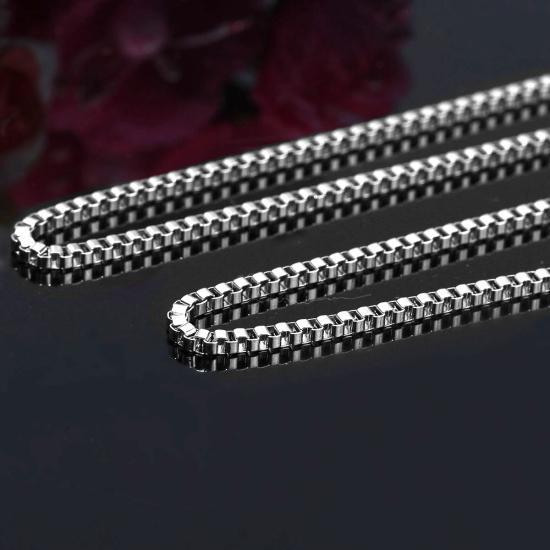 Picture of 304 Stainless Steel Box Chain Jewelry Necklace Silver Tone 50cm(19 5/8") long, Chain Size: 2x2mm(1/8"x1/8") , 1 Piece