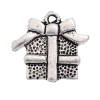Picture of Zinc Metal Alloy Charm Pendants Christmas Gift Box Antique Silver Color 15mm(5/8") x 16mm(5/8"), 30 PCs