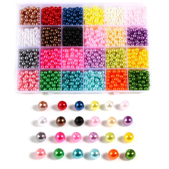 Bild von Acryl Perlen Rund Mix Farben Transparent ca. 6mm D., Loch:ca. 1.9mm, 1 Box (1600 Stück/Box)