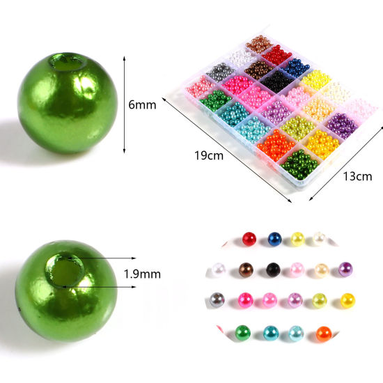 Bild von Acryl Perlen Rund Mix Farben Transparent ca. 6mm D., Loch:ca. 1.9mm, 1 Box (1600 Stück/Box)