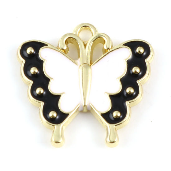 Immagine di Lega di Zinco Insetto Charms Farfalla Oro Placcato Bianco & Blu Smalto 18mm x 17mm , 5 Pz