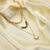Picture of Eco-friendly Stylish Galaxy 14K Gold Plated Black 304 Stainless Steel Link Cable Chain Sun Multilayer Layered Necklace For Women Party 47cm(18 4/8") long, 1 Piece