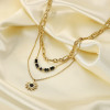 Picture of Eco-friendly Stylish Galaxy 14K Gold Plated Black 304 Stainless Steel Link Cable Chain Sun Multilayer Layered Necklace For Women Party 47cm(18 4/8") long, 1 Piece