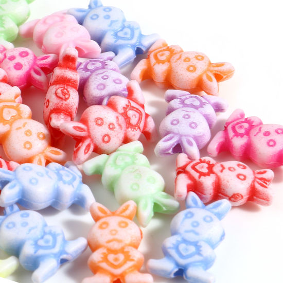 Picture of Plastic Beads Rabbit Animal At Random Color Mixed About 14mm x 9mm, Hole: Approx 1.5mm, 500 PCs