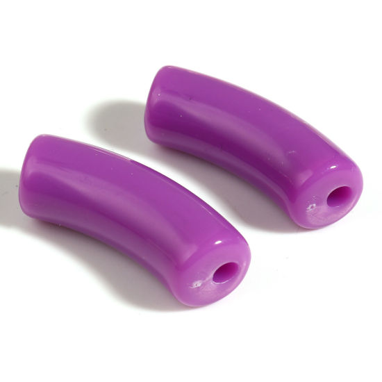 Immagine di Acrilato Perline Colore Viola Circa 3.4cm x 1.3cm, Foro: Circa 1.1mm, 20 Pz