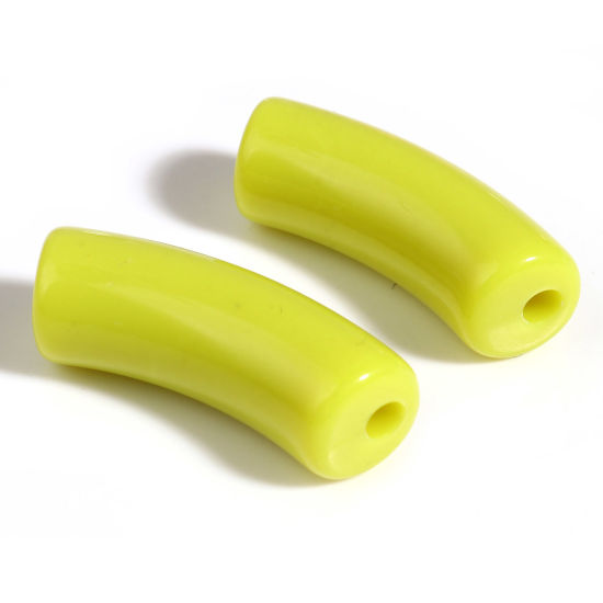 Immagine di Acrilato Perline Giallo Limone Circa 3.4cm x 1.3cm, Foro: Circa 1.1mm, 20 Pz