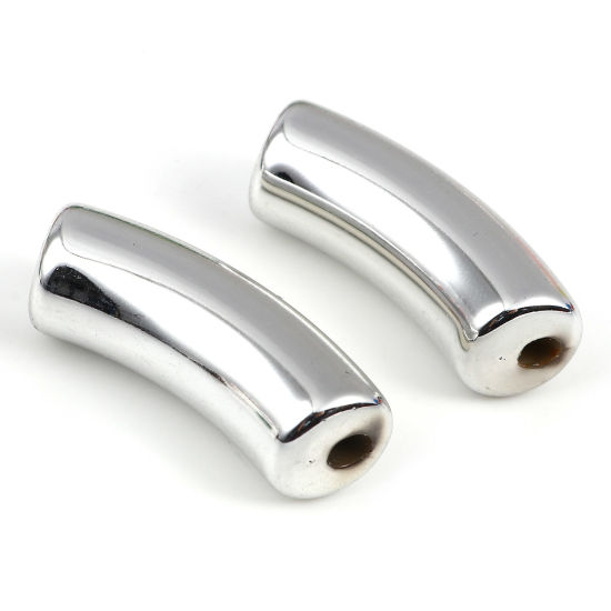 Immagine di Acrilato Perline Argento Circa 3.4cm x 1.3cm, Foro: Circa 1.1mm, 20 Pz