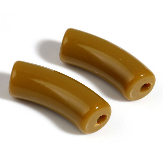 Immagine di Acrilato Perline Giallo Marrone Circa 3.4cm x 1.3cm, Foro: Circa 1.1mm, 20 Pz