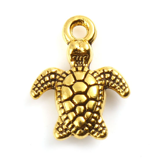 Image de Breloques Bijoux d'Océan en Alliage de Zinc Tortue de Mer Or Vieilli 13mm x 10mm, 50 Pcs