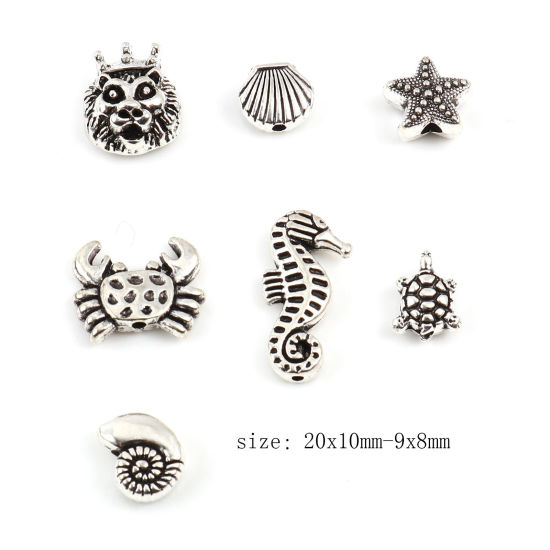 Immagine di Lega di Zinco Gioielli Oceanici Perline Argento Antico 3D Circa 20mm x 10mm, Foro:Circa 2.2mm-1mm, 1 Serie
