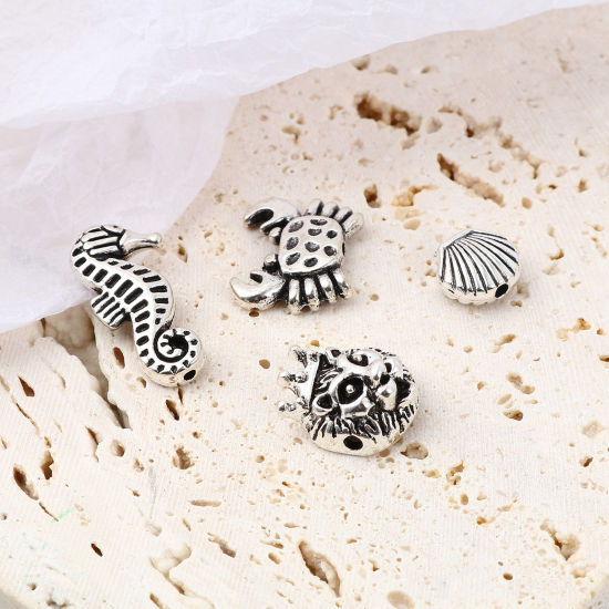 Immagine di Lega di Zinco Gioielli Oceanici Perline Argento Antico 3D Circa 20mm x 10mm, Foro:Circa 2.2mm-1mm, 1 Serie
