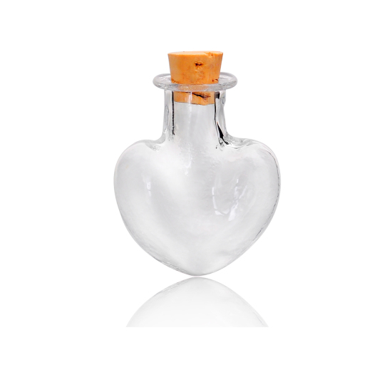 Изображение Стеклянные Бутылка Сердце Прозрачный （Eмкость: 1.5ml）30мм x 22мм, 5 ШТ
