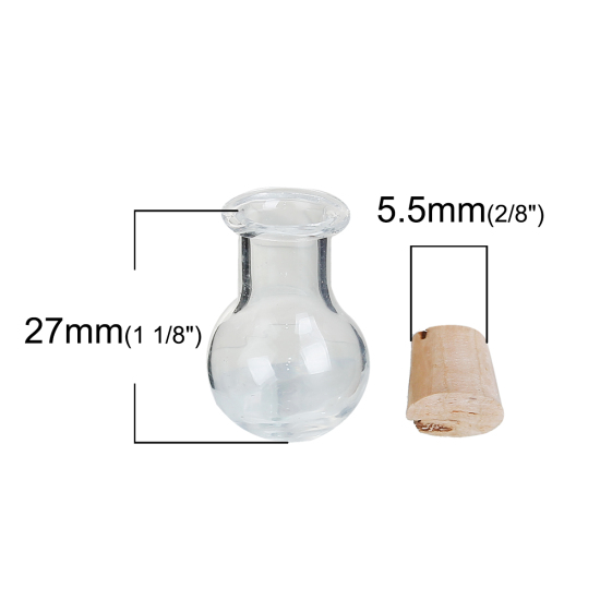 Изображение Стеклянные Ювелирные Изделия бутылки Со Пробкой Круглые Прозрачный （Eмкость: 0.8ml）27мм x 14мм, 5 ШТ
