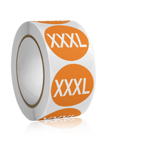 Изображение Orange - Clothing Shoes And Hats XXXL Size Label DIY Art Paper Stickers 2.5cm Dia., 1 Roll(500 PCs/Roll)