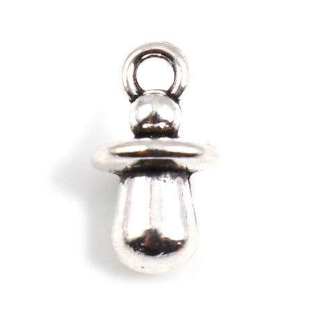 Image de Breloques en Alliage de Zinc Bébé Argent Vieilli Tétine 13mm x 7mm, 20 Pcs