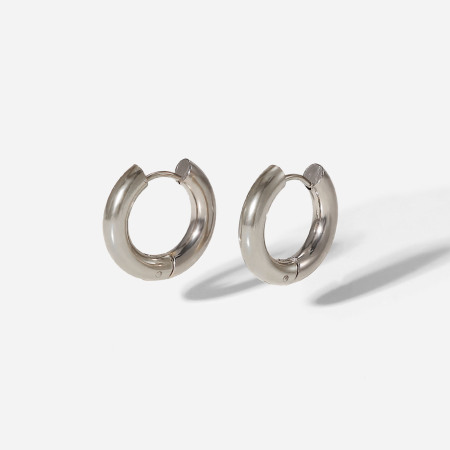 Image de 1 Paire Placage sous Vide Boucles d'Oreilles Créole Anneaux Simple en Acier Inoxydable Annulaire Plaqué Platine Véritable 19mm Dia.