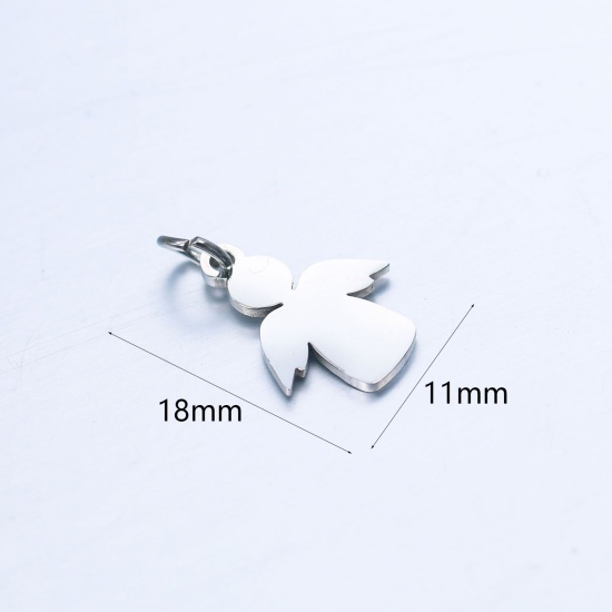 Picture of 201 Stainless Steel Fairy Tale Collection Charms Silver Tone Angel 18mm x 11mm, 1 Piece