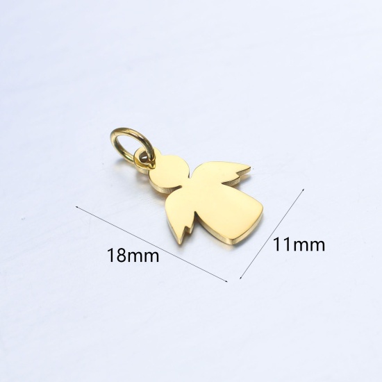 Picture of 201 Stainless Steel Fairy Tale Collection Charms Gold Plated Angel 18mm x 11mm, 1 Piece