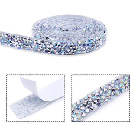Bild von Glas Doppelseitiger Aufkleber Klebeband Dekoratives Zubehör Strass-Streifen Transparent / AB Farbe 10mm, 1 Rolle (ca. 0.91 Meter/Rolle)