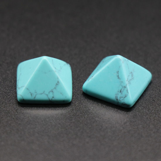 Picture of Turquoise ( Synthetic ) Yoga Healing Dome Seals Cabochon Pyramid Blue 14mm x 10mm, 1 Piece