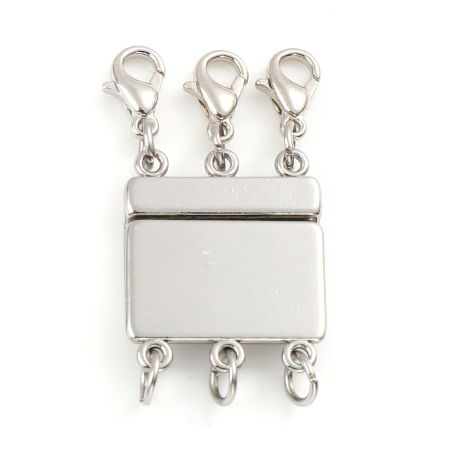 Picture of Zinc Based Alloy Magnetic Layered Clasps For Stackable Multi-layer Necklace Bracelet Rectangle Multicolor