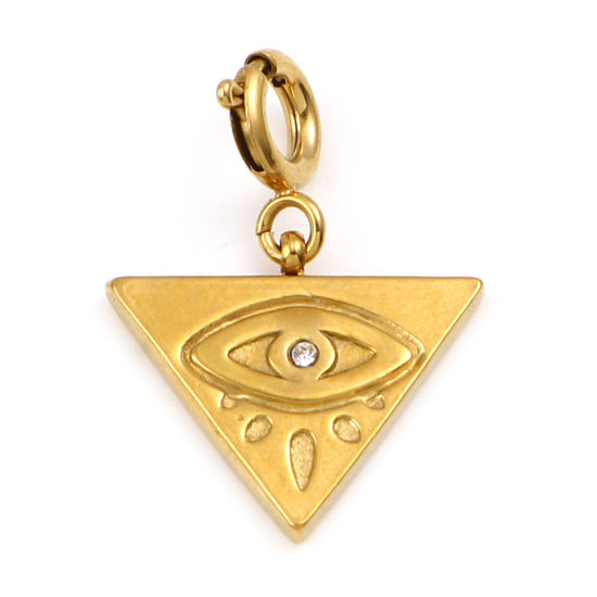 Bild von 304 Edelstahl Religiös Charms Dreieck Gold Gefüllt Auge 22mm x 16mm, 1 Stück