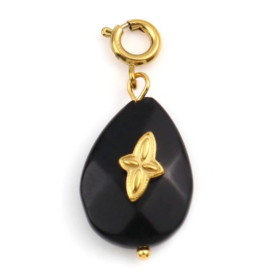 Immagine di 304 Acciaio Inossidabile Religione Charms Goccia Oro riempito Croce 3cm x 1.3cm, 1 Pz