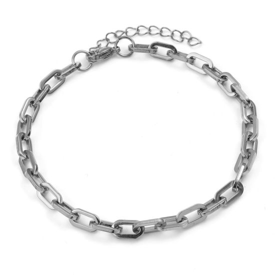 Picture of 304 Stainless Steel Stylish Anklet Silver Tone Oval 22.5cm(8 7/8") long, 1 Piece