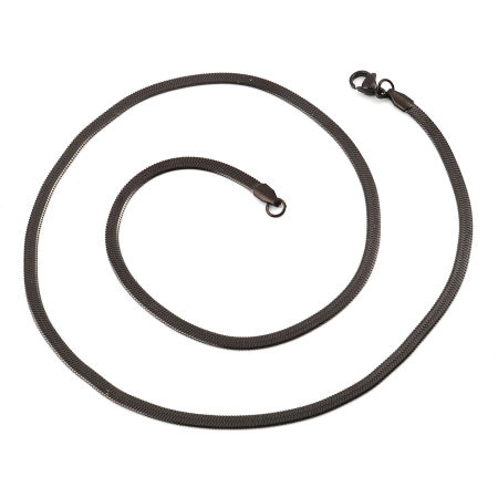Image de Colliers En Gros Noir en 304 Acier Inoxydable, Chaîne Maille Serpent, Unisexe Placage sous Vide Minimaliste Cadeau Bijoux pour Détaillants 51cm long, Taille de la Chaîne: 3.3mm, 1 Pièce