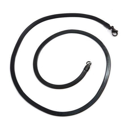Image de Colliers En Gros Noir en 304 Acier Inoxydable, Chaîne Maille Serpent, Unisexe Placage sous Vide Minimaliste Cadeau Bijoux pour Détaillants 50cm long, Taille de la Chaîne: 4.2mm, 1 Pièce