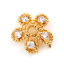 Imagen de Latón Tapón de cuentas 18K Oro Real Chapado Flor Hueco Transparente Rhinestone (Apta la Cuenta: 10mm) 8.5mm x 8.5mm, 3 Unidades
