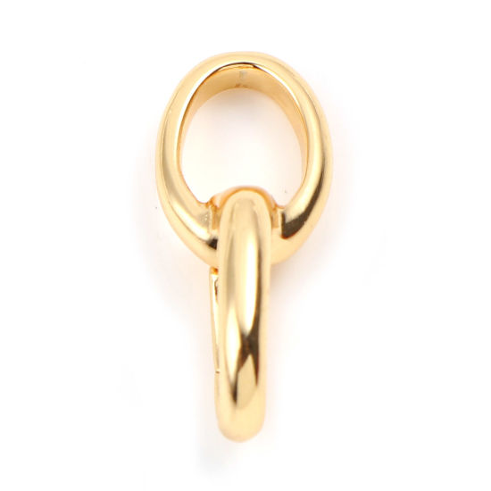 Immagine di Ottone Connettore 18K Vero Oro Placcato Ovale 24.5mm x 10mm, 2 Pz