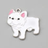 Picture of Zinc Based Alloy Charms Bulldog Animal Silver Tone White Enamel 24mm x 24mm, 10 PCs