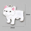 Picture of Zinc Based Alloy Charms Bulldog Animal Silver Tone White Enamel 24mm x 24mm, 10 PCs
