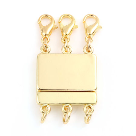 Picture of Zinc Based Alloy Magnetic Layered Clasps For Stackable Multi-layer Necklace Bracelet Rectangle Multicolor