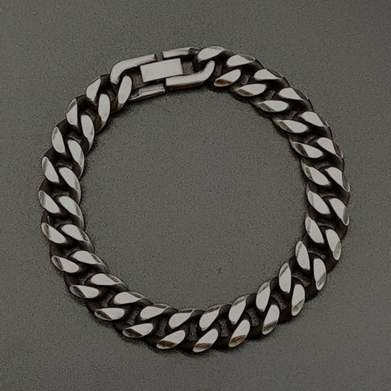 Bild von 8mm Edelstahl Stilvoll Kubanische Gliederkette Armband Schwarz 21cm lang, 1 Strang