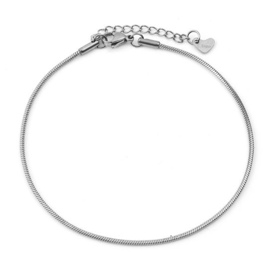 Picture of 304 Stainless Steel Stylish Snake Chain Anklet Silver Tone 23.5cm(9 2/8") long, 1 Piece