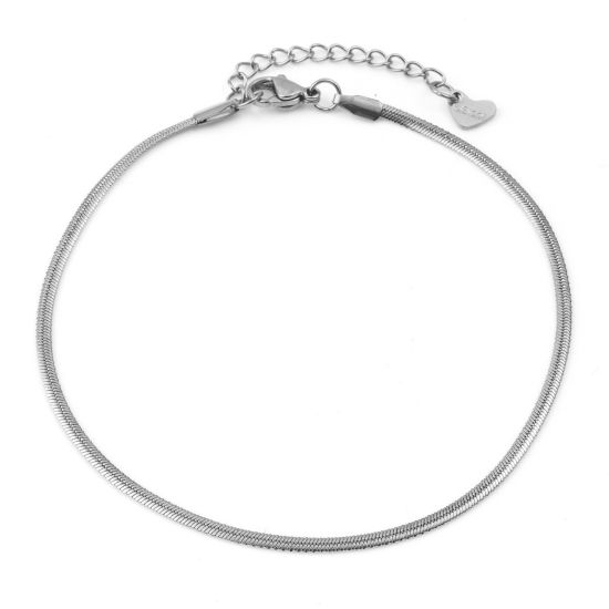 Picture of 304 Stainless Steel Stylish Snake Chain Anklet Silver Tone 23.5cm(9 2/8") long, 1 Piece