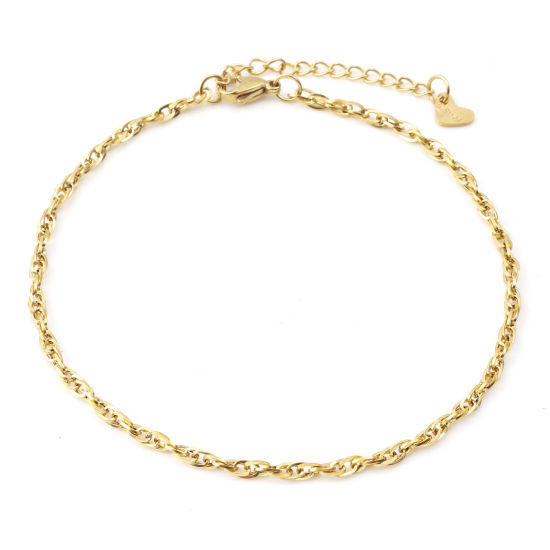 Picture of 304 Stainless Steel Stylish Link Chain Anklet Gold Plated 23.5cm(9 2/8") long, 1 Piece