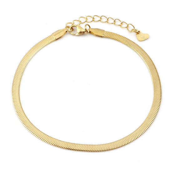 Picture of 304 Stainless Steel Stylish Snake Chain Anklet Gold Plated 23.5cm(9 2/8") long, 1 Piece